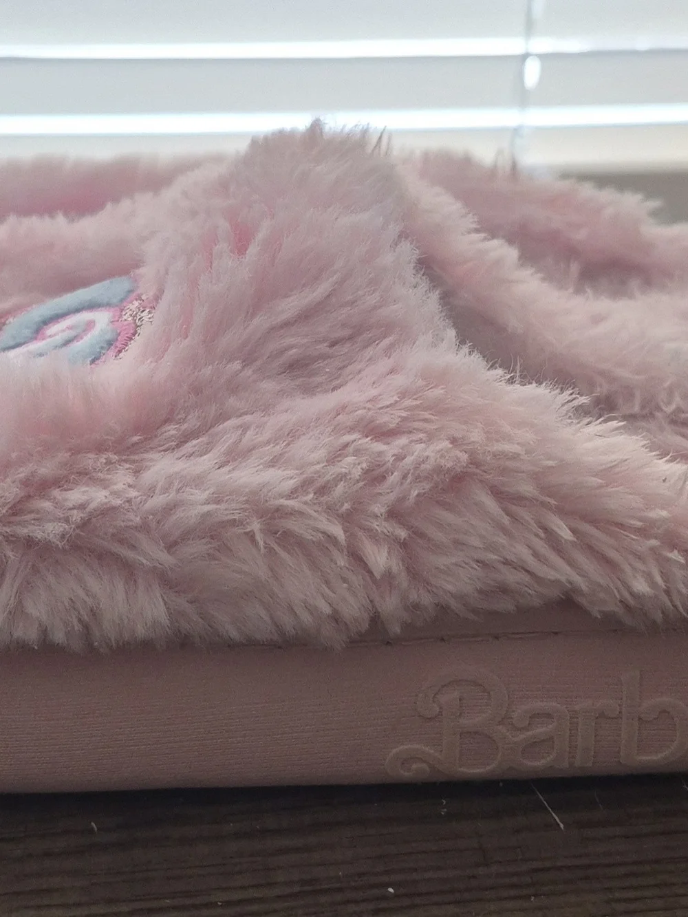 Barbie Pink Fuzzy Heart Slip-On Slippers Size 11/12